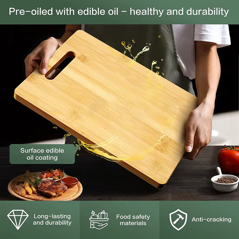 Planche à découper en bois, planche à découper de cuisine pour viande, entièrement en bambou, Table à découper des aliments, pan