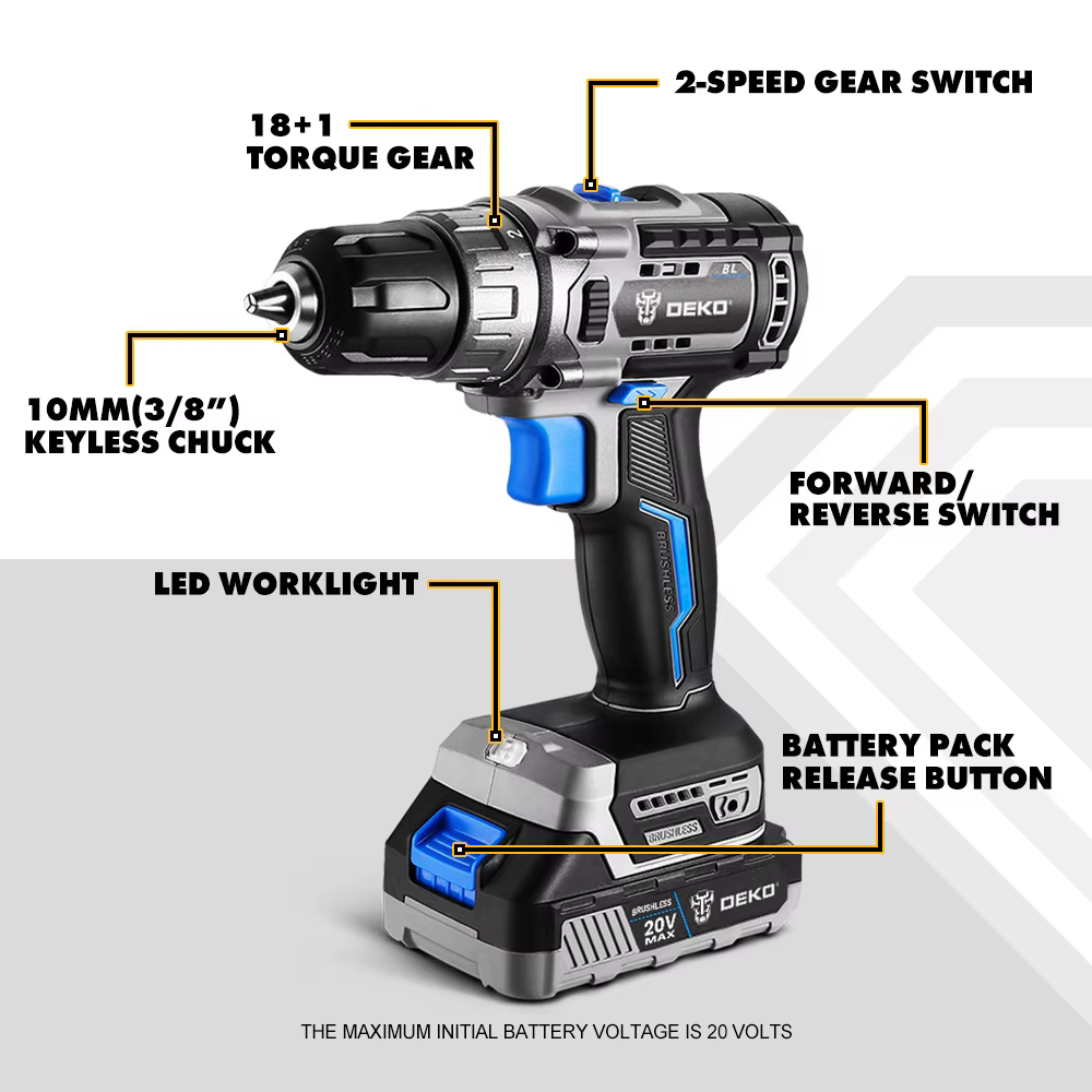 Perceuse sans fil sans balais 20V