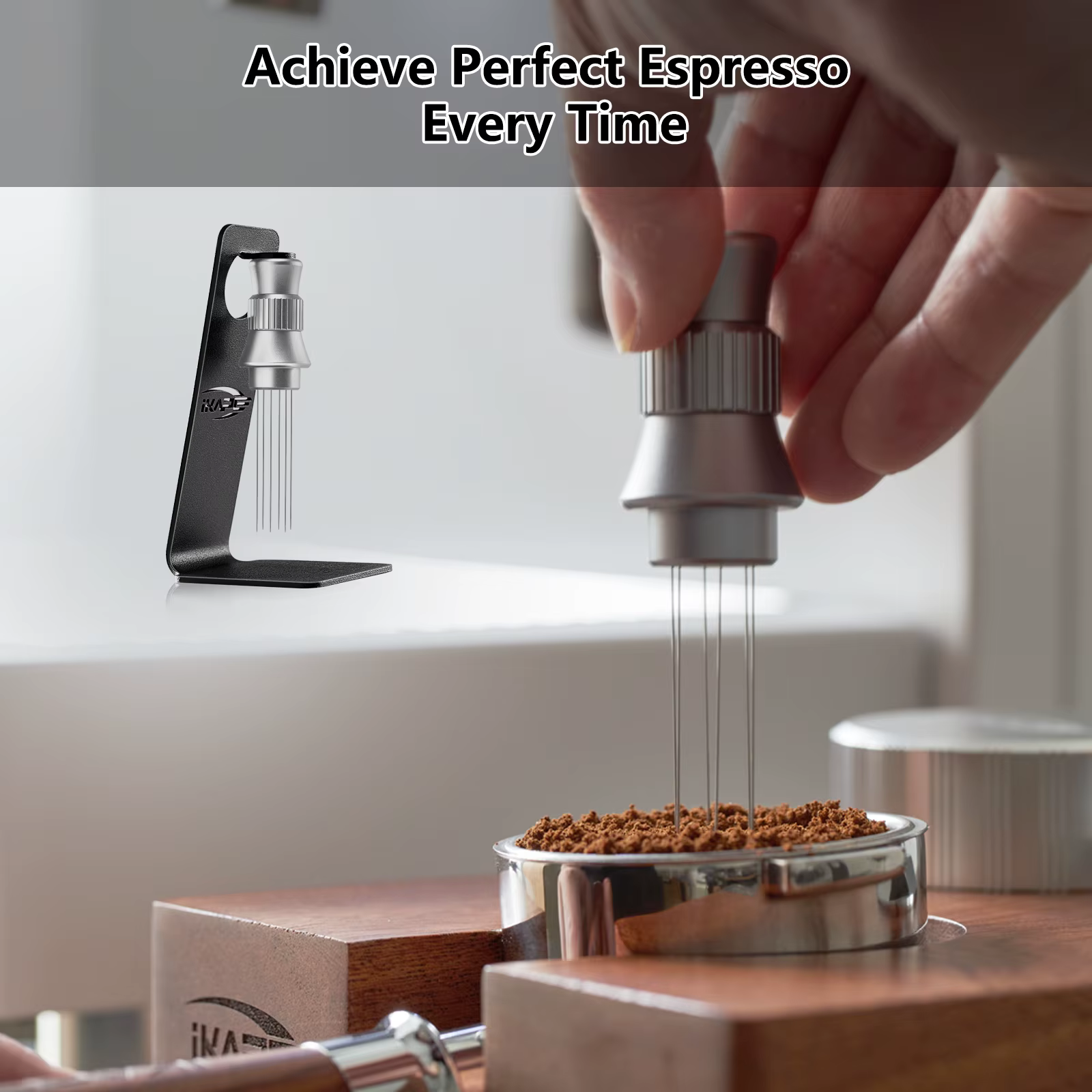 IKAPE-Outils WDT pour Espresso, Agitateur Expresso Réglable pour Barista, Outil de Distributeur Espresso Grossier avec Support Magnétique