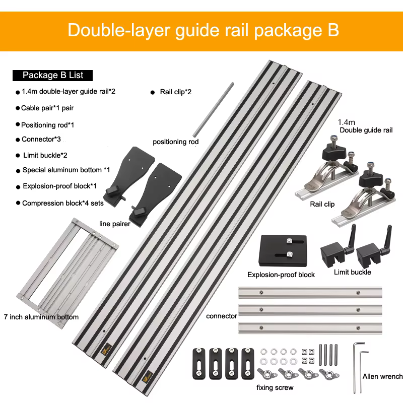 Rail de guidage universel double couche pour scie circulaire électrique