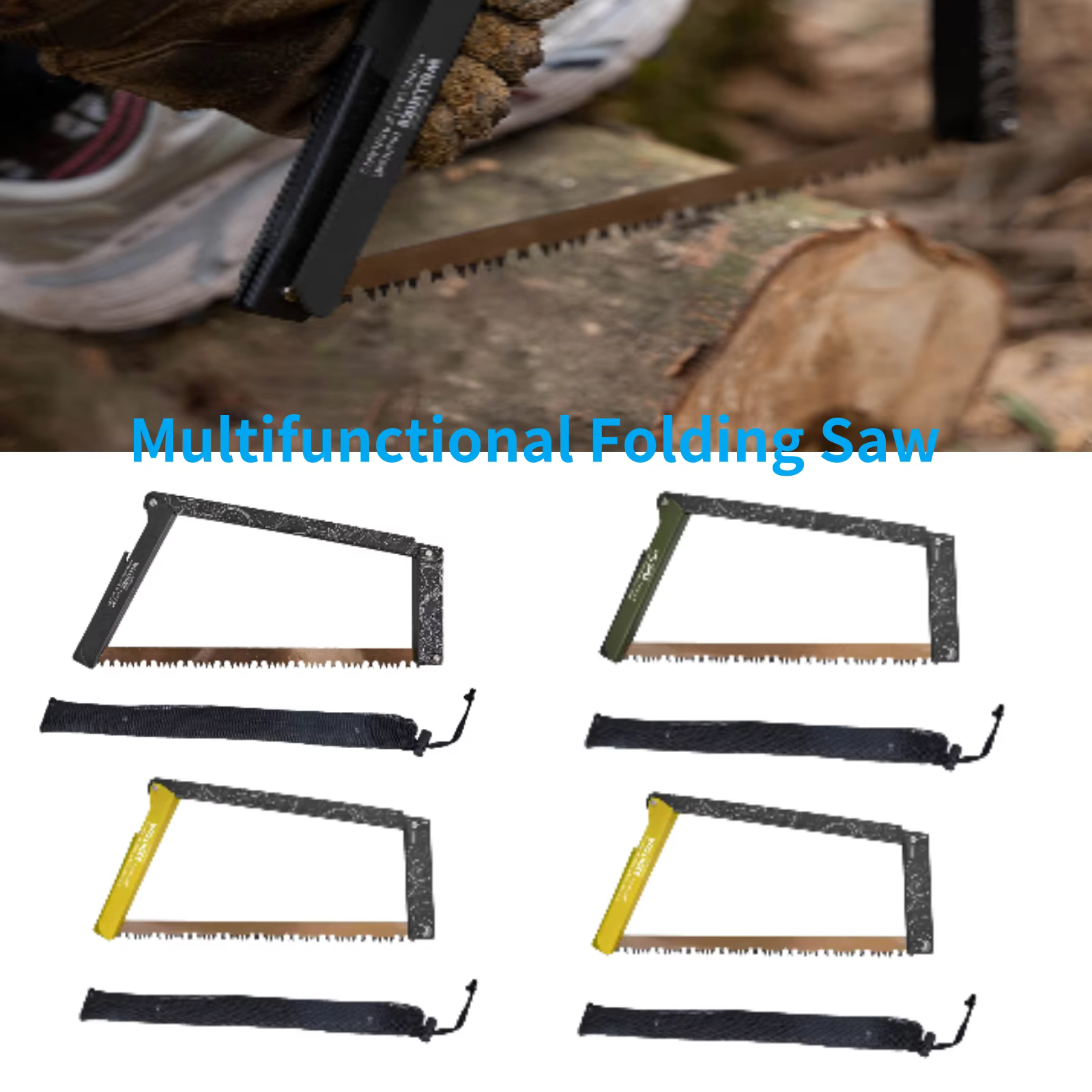 Scie pliante en alliage d'aluminium avec sac de rangement, scie à main pour arbre de coupe, outil de survie multifonctionnel pour randonnée en plein air et Camping