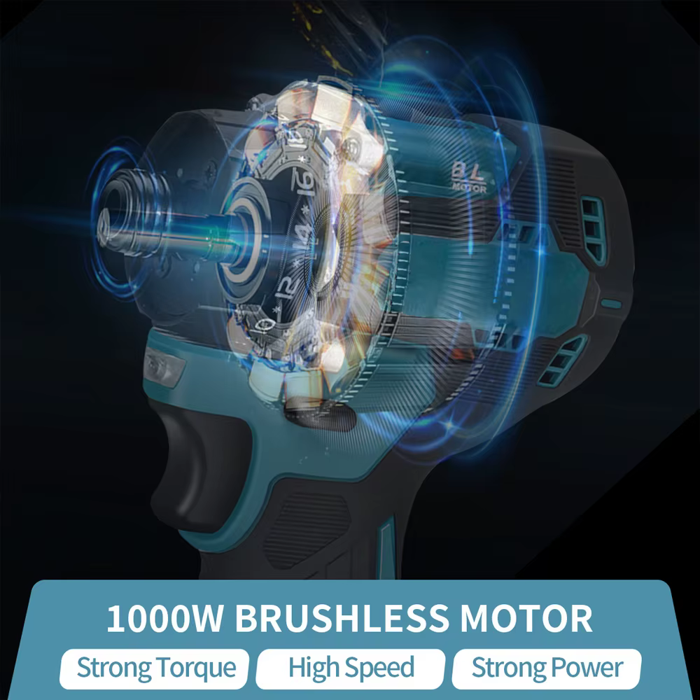 Tournevis électrique sans fil, 1000W, couple 20 + 1, 1/4 pouces, sans balais, perceuse électrique, outil électrique pour Makita, batterie 18V 280N.m