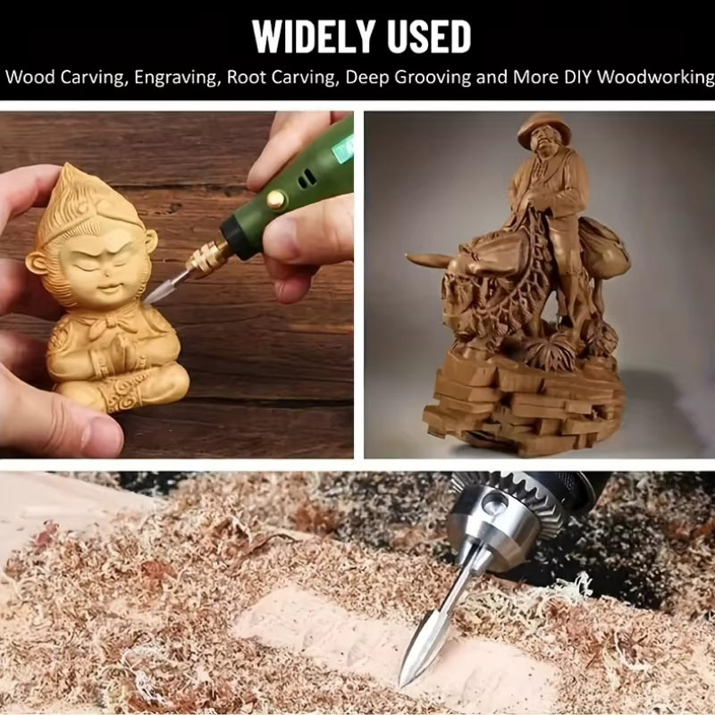 Ensemble de 5 outils de sculpture sur bois - parfaits pour les outils rotatifs