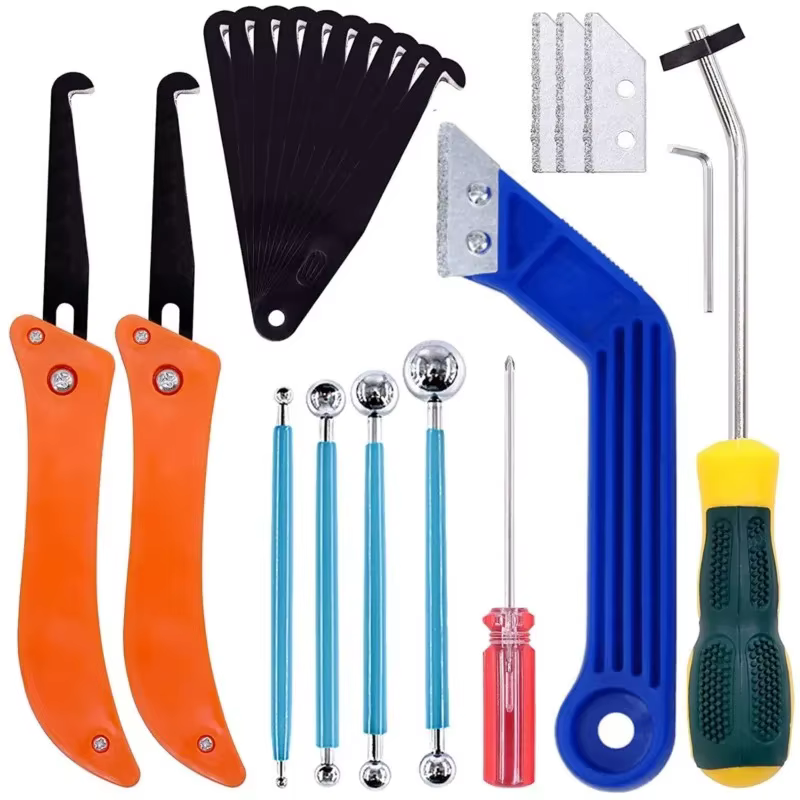 Kit de 22 outils de déjointage, comprenant une scie à joint, une brosse de nettoyage pour joints de carreaux en céramique et un outil de finition des joints pour sols et cuisines