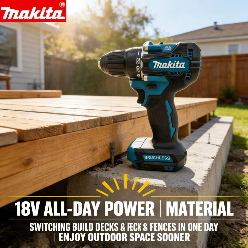 Perceuse électrique au lithium Makita DDF487 18V : outil rechargeable sans balais à couple élevé de 10 mm