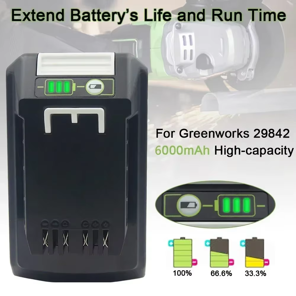 Batterie Li-ion Rechargeable de remplacement 24V 3.0/6.0Ah pour outils Greenworks compatible 29842 29852 29322 20362 MO24B410 MO48L4211