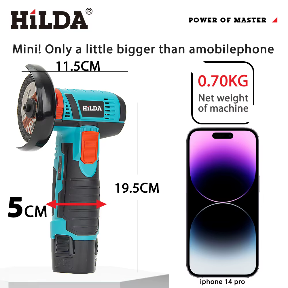 HILDA 12V 3/4 pouces Lithium meuleuse d'angle électrique batterie Rechargeable sans brosse/brossé Machine de polissage Mini Machine de découpe