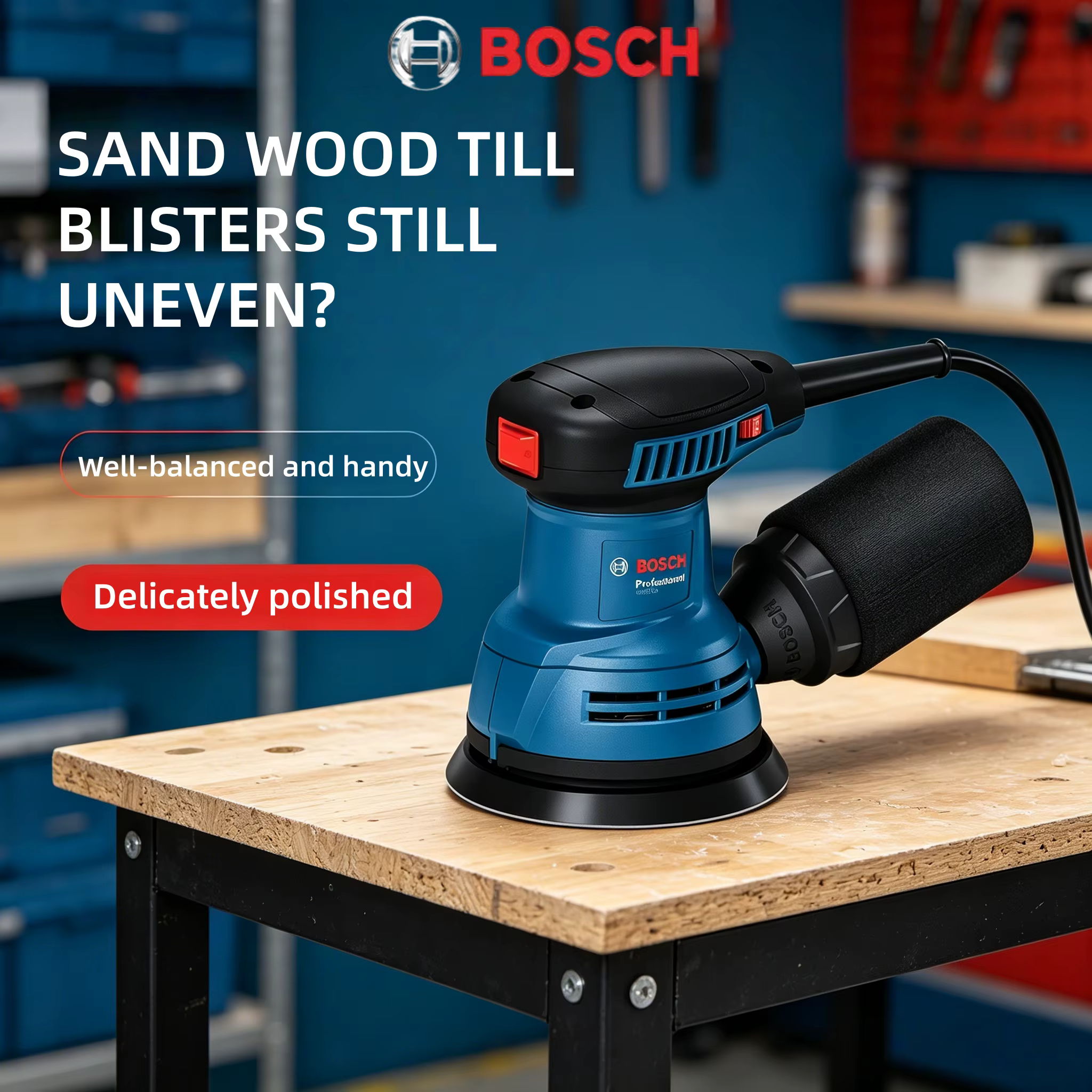 Ponceuse orbitale multifonctionnelle Bosch GEX125 280W / Meuleuse orbitale / Machine à poncer pour le travail du bois et les surfaces murales automobiles