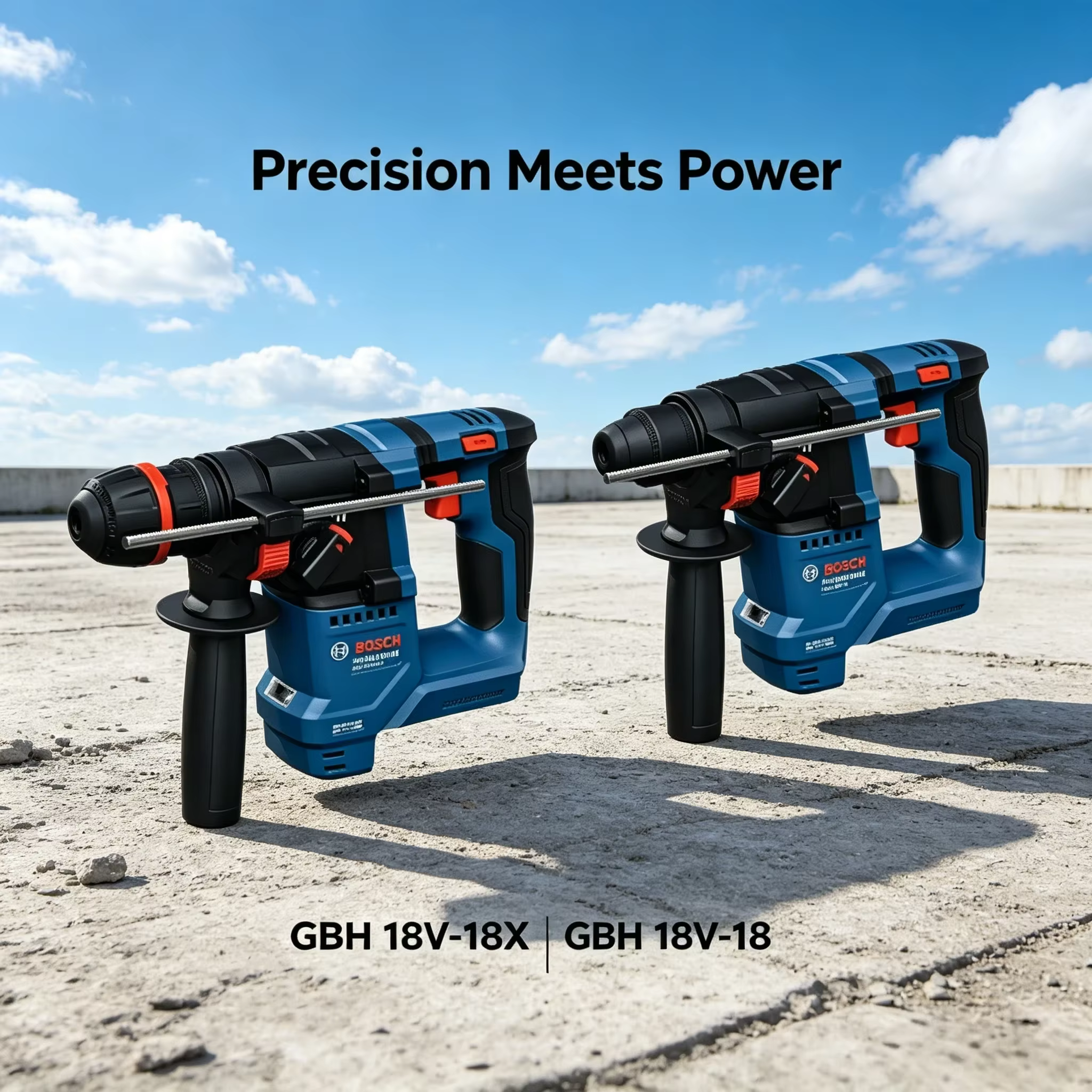 Marteau perforateur portable Bosch GBH 18V-18 / 18X 18V, conception ergonomique pour le montage mural sur chantier et les opérations de maintenance de bâtiments