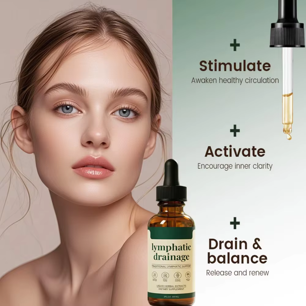 Gouttes de drainage lymphatique 60 ml, formule naturelle à base de plantes, élimination des toxines, soulagement des gonflements, soutien lymphatique liquide
