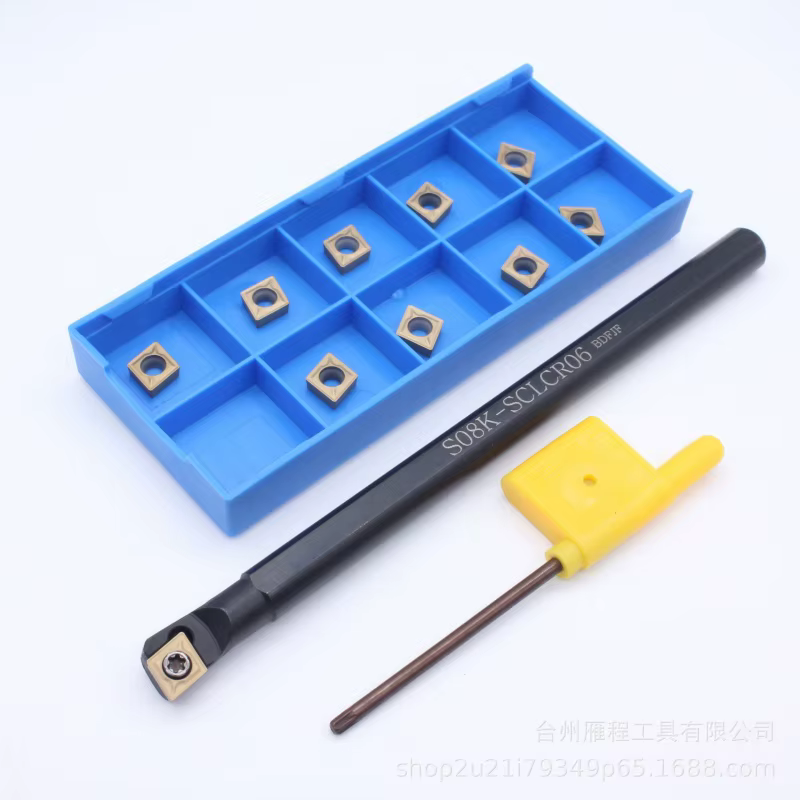 Outils de tournage, barre d'alésage de tour 8mm S08K-SCLCR06 avec 10 Inserts CCMT060204-HM et clé T8 pour Semi-finition et finition