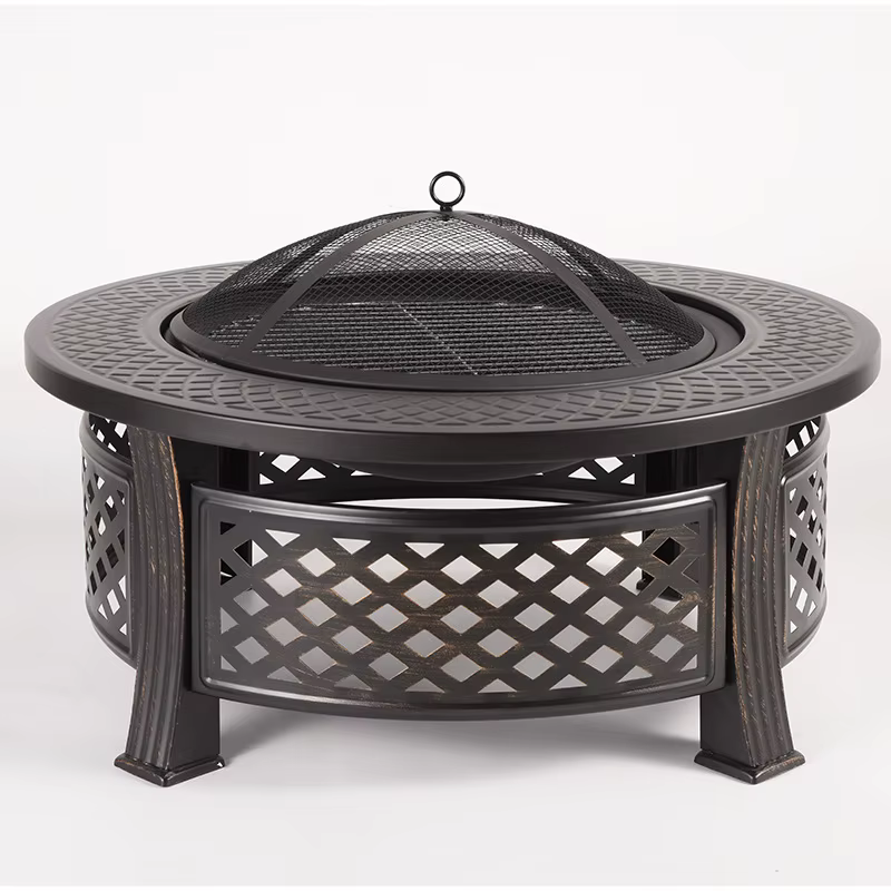 Barbecue multifonctionnel de style européen et américain, foyer rond, barbecue au charbon de bois pour jardin extérieur