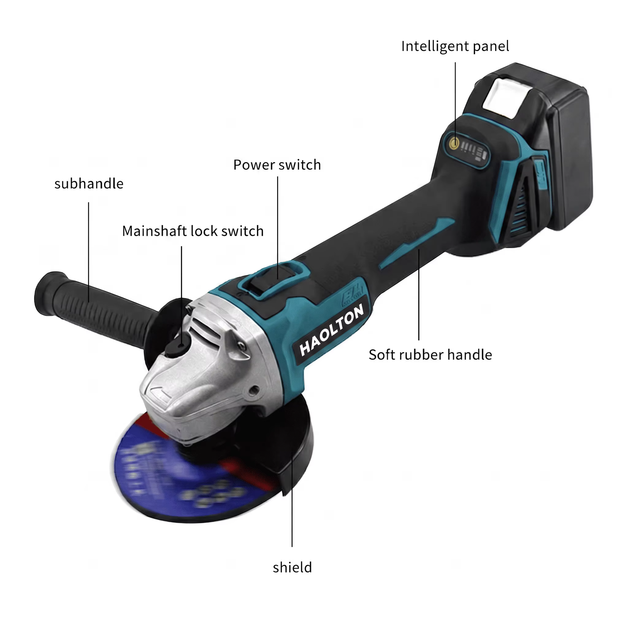 Meuleuse d'angle sans fil 125 mm sans balais, 4 vitesses, outil de coupe, de meulage et de polissage pour métal, bois, bricolage, compatible avec la batterie Makita 18V