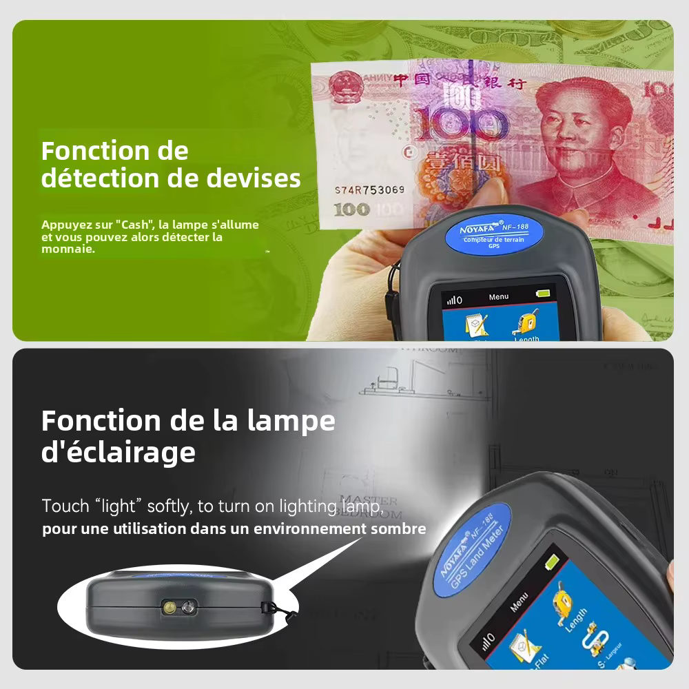 Noyafa NF-188 GPS dispositif de mesure de compteur de zone terrestre