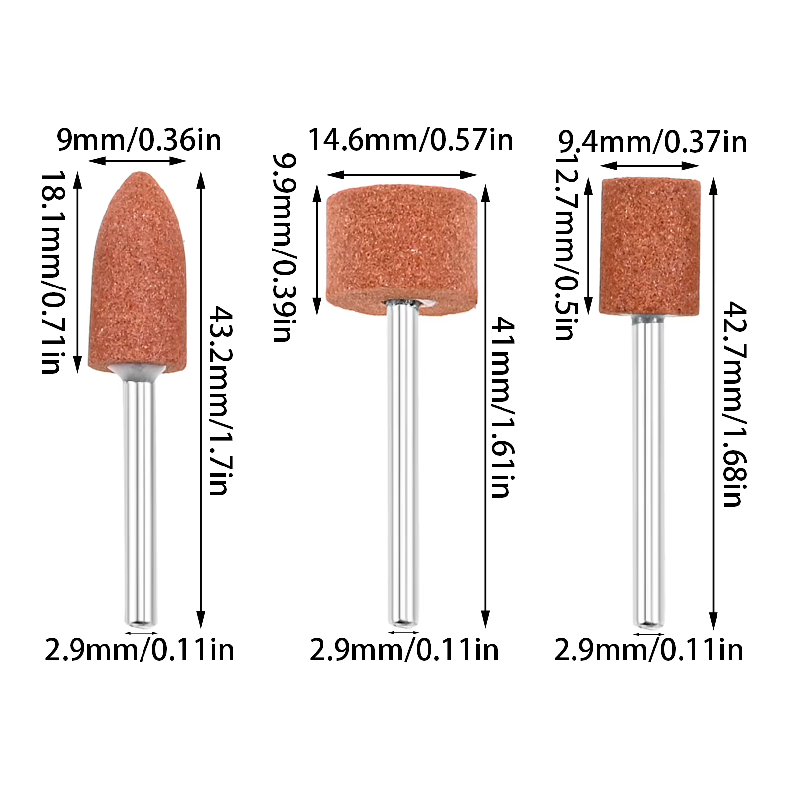 Mèches de ponçage avec tige de 1/8 "pour outil distant Dremel
