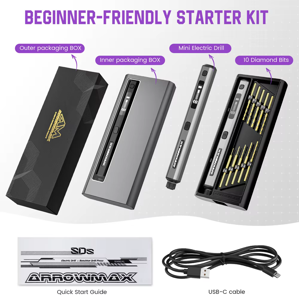 ARROWMAX Mini perceuse électrique rotative sans fil rechargeable pour artisanat