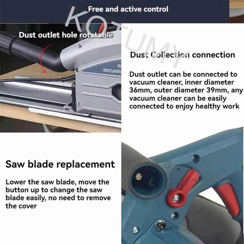 KOTUMY 1.4M/2.8M Guide pour le travail du bois Scie électrique 45 ° Tronçonneuse multifonctionnelle