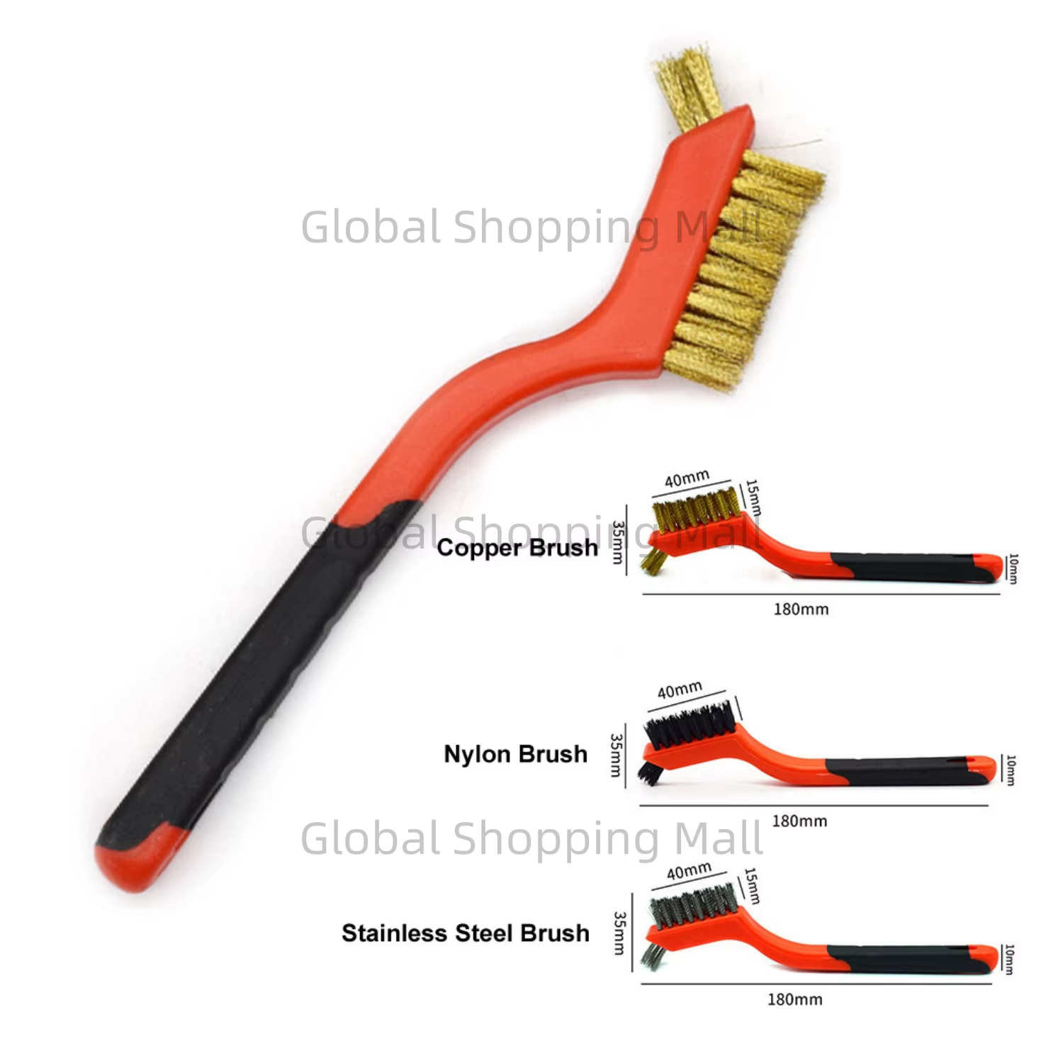 Brosse de nettoyage industrielle en laiton avec poignée incurvée