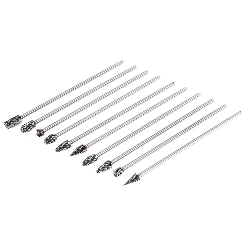 Ensembles de forets 10 pièces 4 pouces de Long Double coupe en carbure monobloc fraises rotatives ensemble 1/8