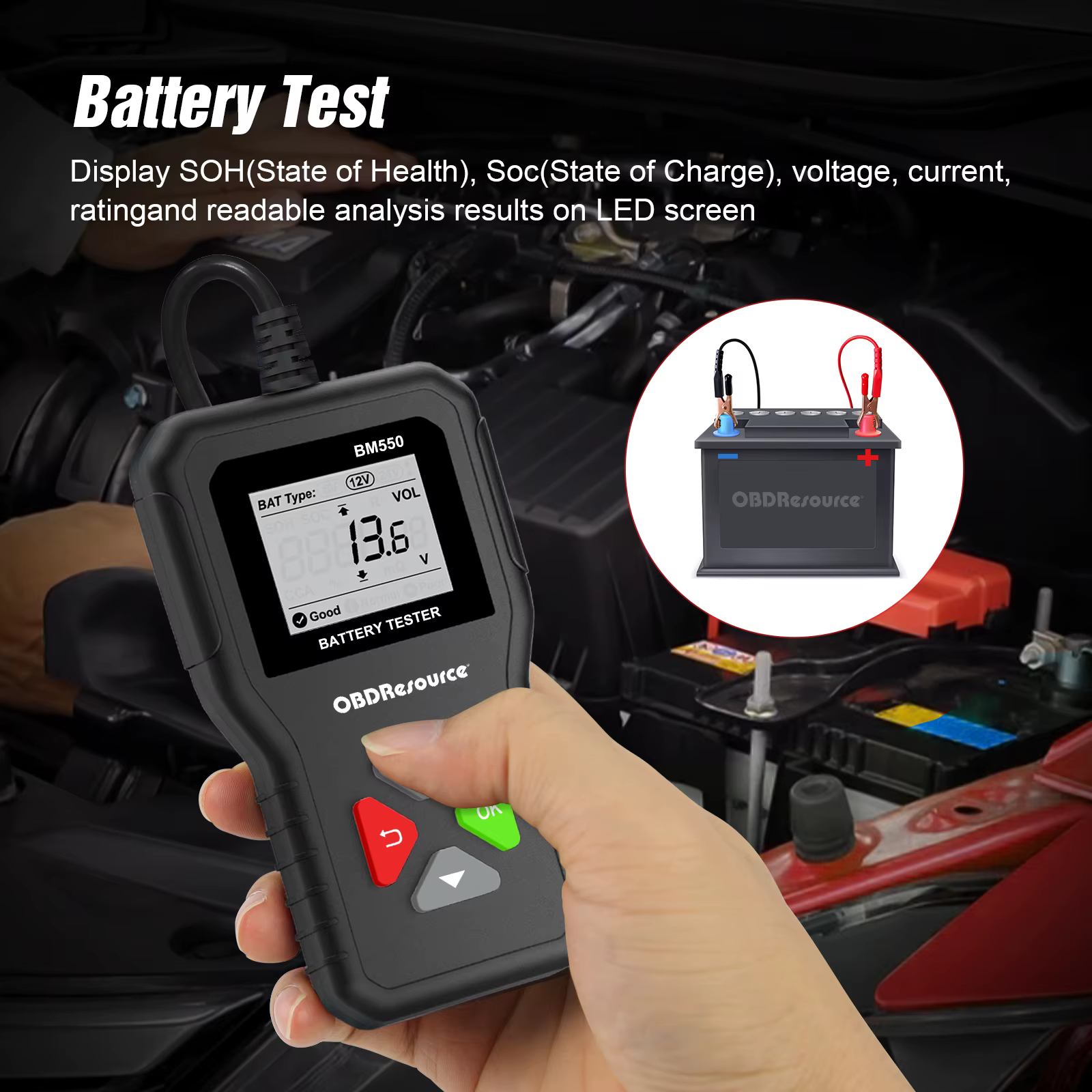 Système de batterie de voiture détecte 6V 12V 24V 100-2000 CCA outil
