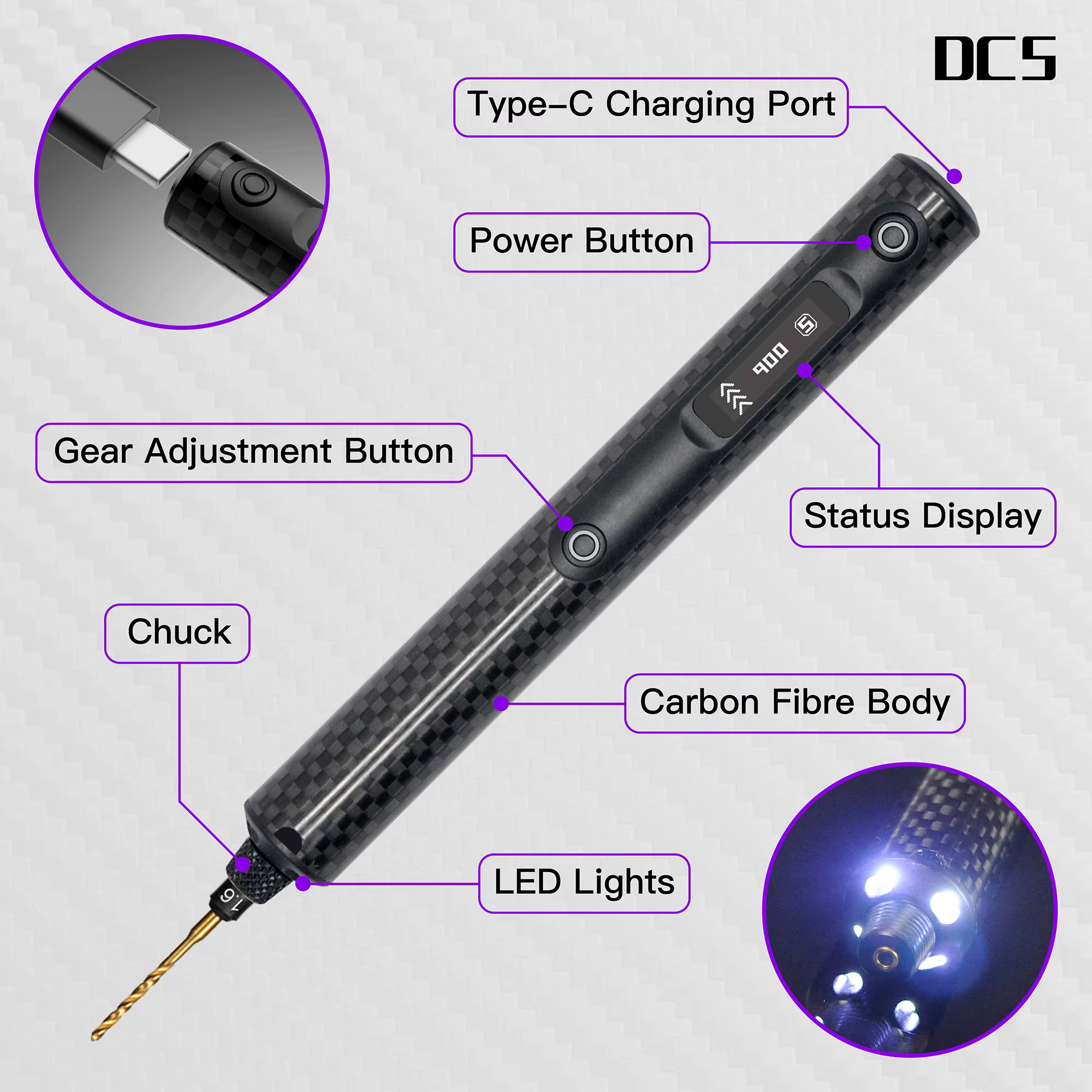 ARROWMAX DC5 Mini perceuse électrique corps en Fiber de carbone
