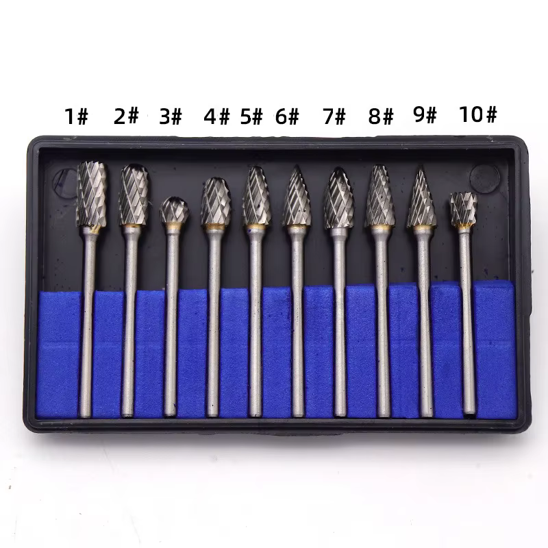 10 pièces 3mm tige en acier au tungstène fraise diamant coupe rotatif Dremel outils électrique meulage outil