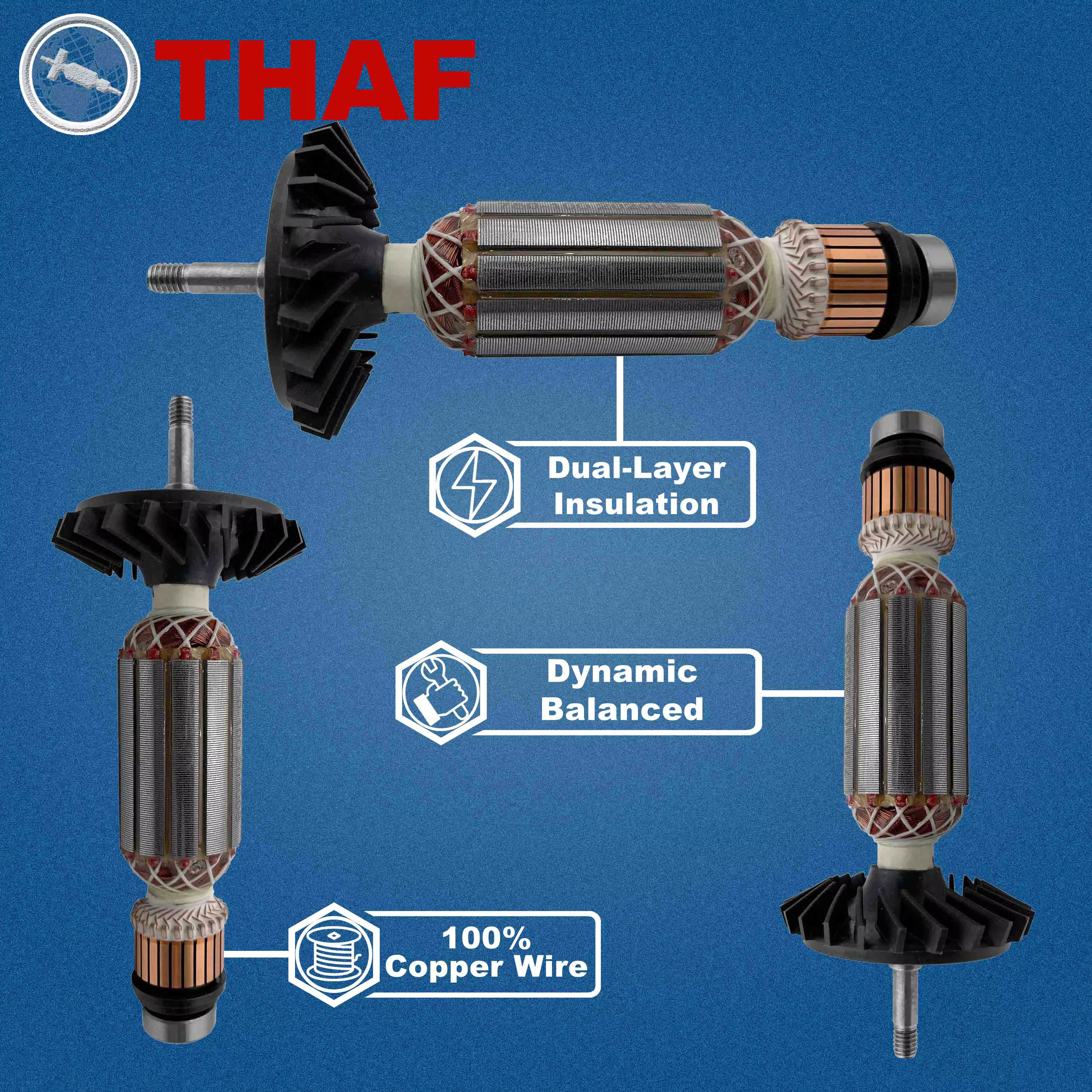 AC 220V 240V GWS750-100 Induit Rotor pour BOSCH GWS750-100S Meuleuse Angulaire Pièces de rechange