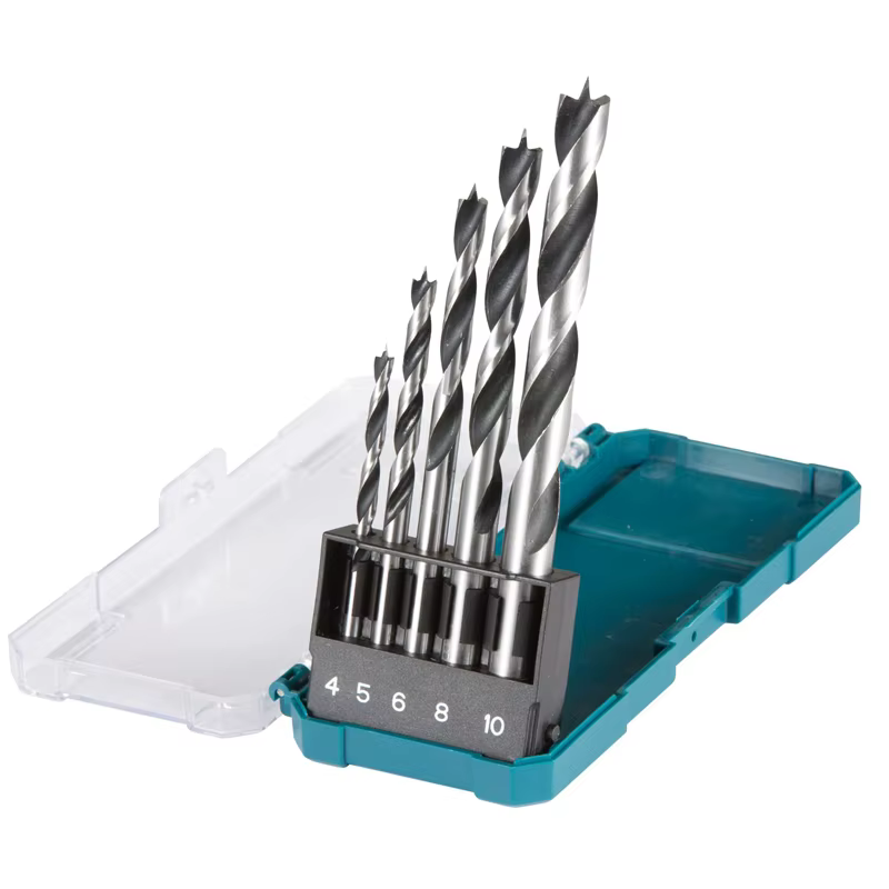 Makita D-72861 jeu de forets à bois 5 pièces 4 mm/5 mm/6 mm/8 mm/10 mm tige droite tournevis à percussion accessoires d'outils de forage hélicoïdal