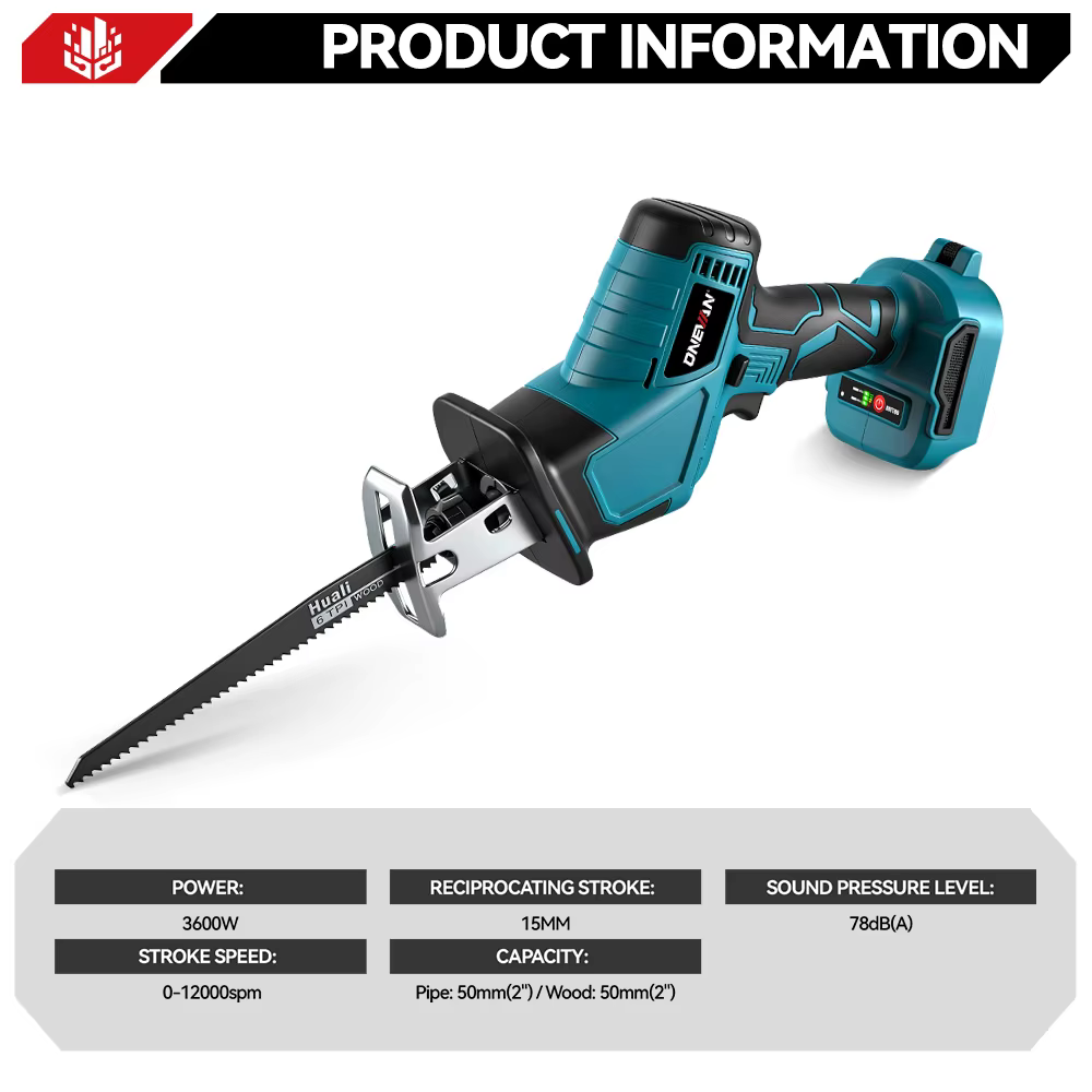 ONEVAN 3600W scie alternative électrique sans brosse 12000spm outils de coupe de tuyau/bois sans fil