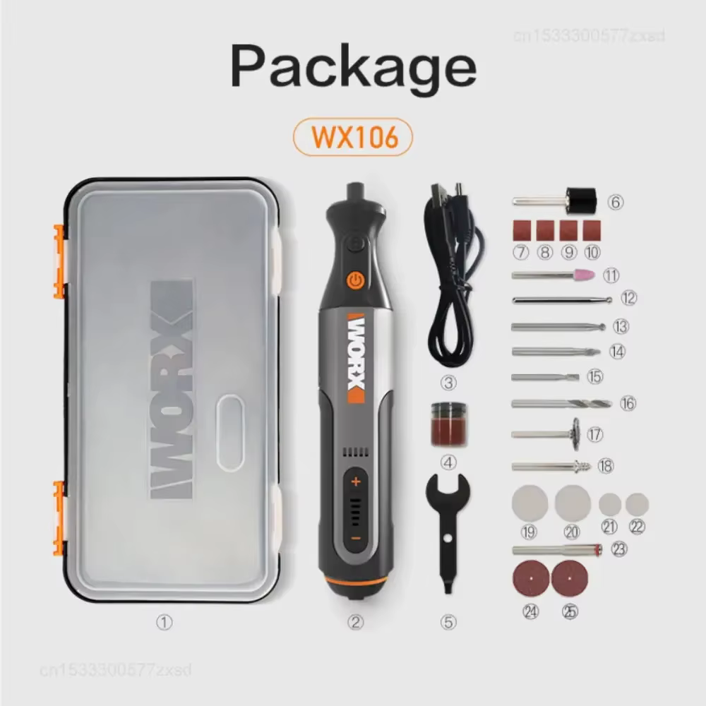Worx WX106 outil rotatif 8V sans fil Mini perceuse gravure meulage polisseuse chargeur USB ensemble d'outils électriques à vitesse Variable