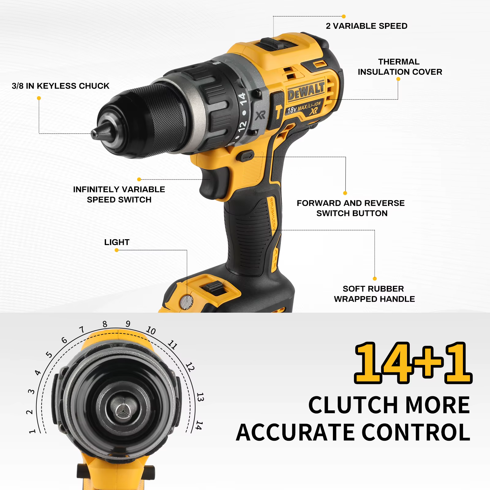 2025 Dewalt 2000 tr/min perceuse électrique sans fil pilote sans brosse vitesse réglable