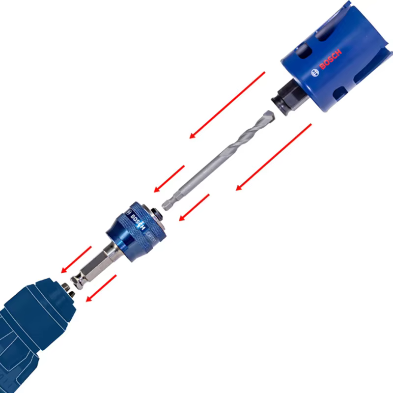 BOSCH 2608901910 EXPERT Multi Material PC Plus Ensemble de démarrage pour scie cloche pour le bois avec accessoires pour outils à métal et briques