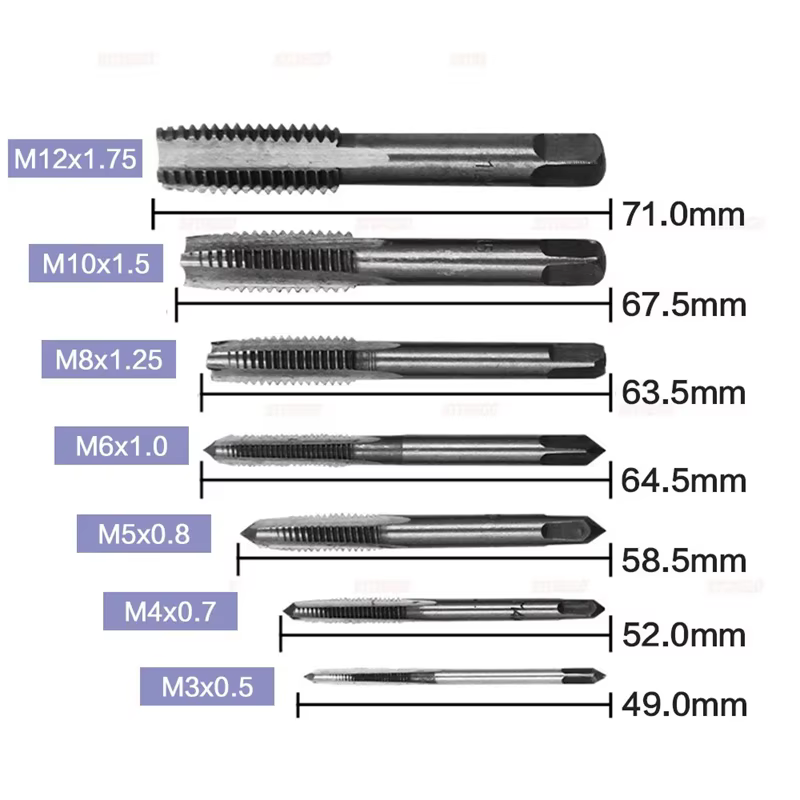 Taraud 7 en 1, roulement M3-M12