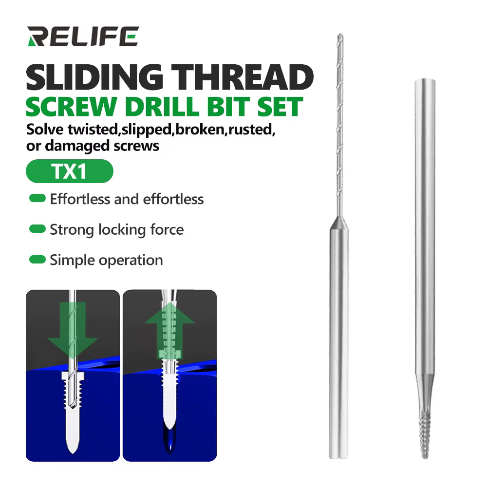 RELIFE TX1 foret coulissant de perçage en alliage pour la réparation de téléphone portable outil d'extraction de retrait