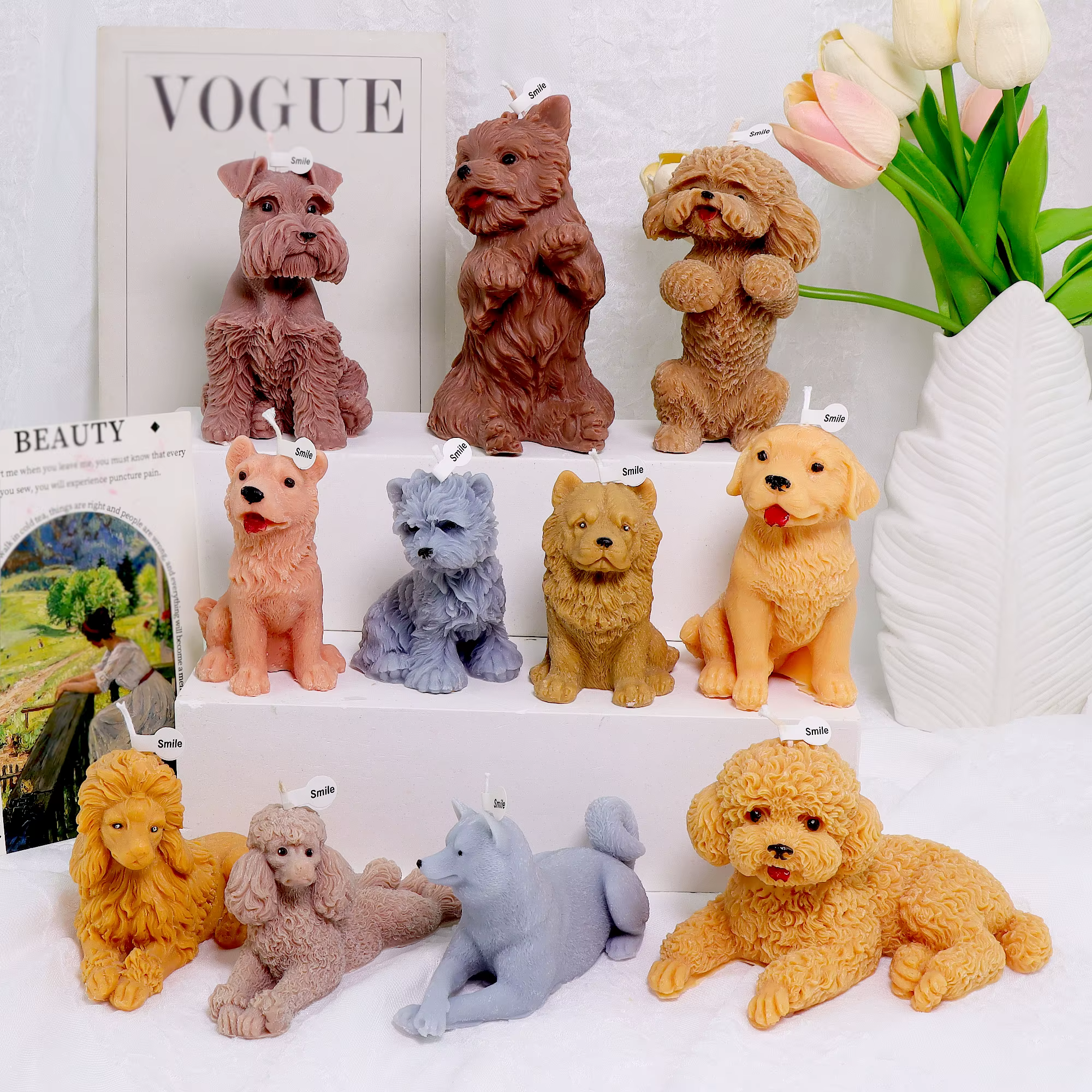 Moule 3D pour chiot, Animal, Labrador, outil de modélisation, accessoires, bougie parfumée ondulée, pilier, savon, Retriever, décor de plâtre Samoyède
