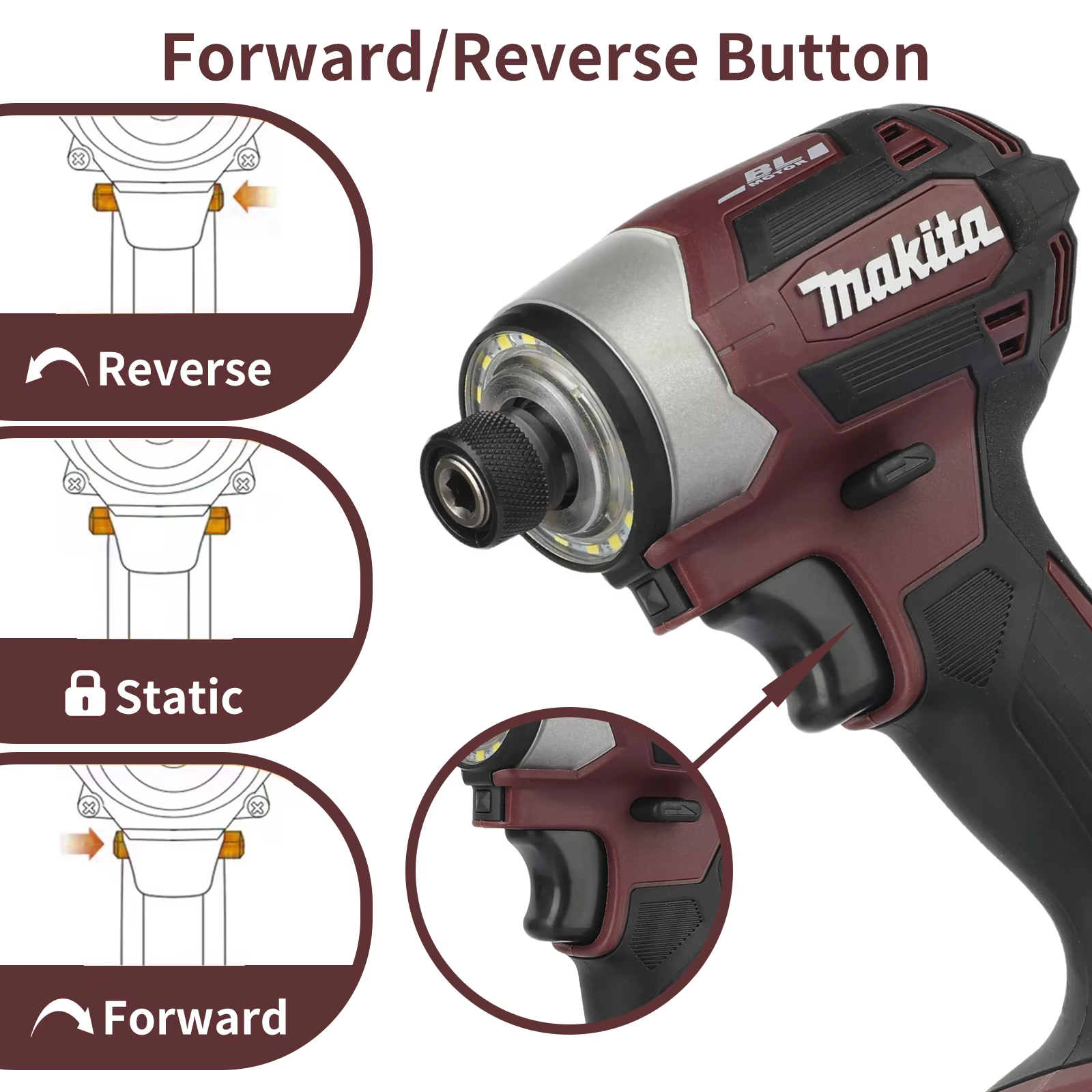Perceuse sans fil Makita 18V DTD173 marron, outil électrique pour la rénovation et le bricolage, 180 Nm, électrique, bois/boulons/mode T