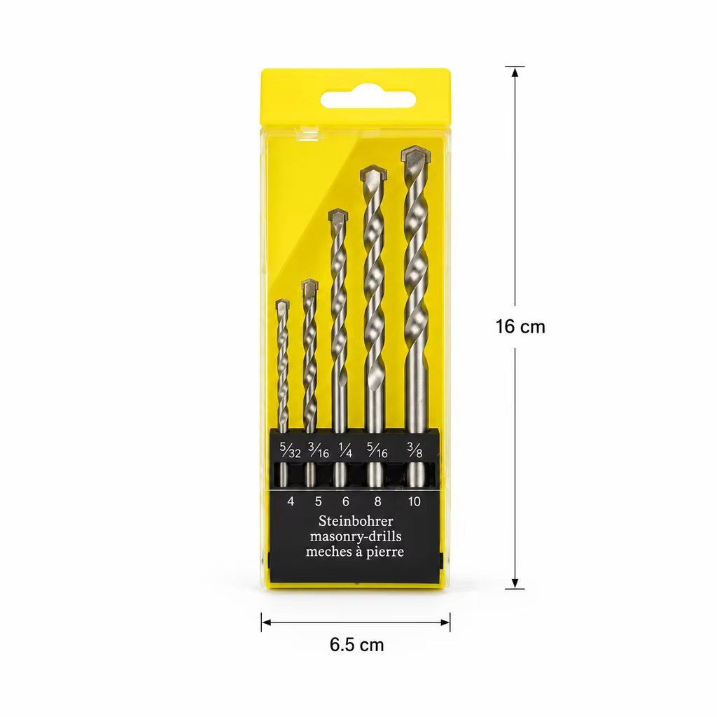 Lot de 5 forets à maçonnerie avec pointe en carbure industriel pour brique/ciment/carrelage/plastique