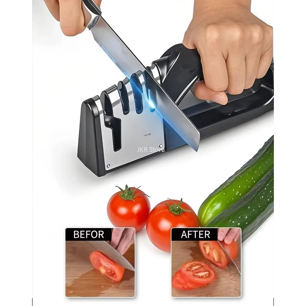 Outil d'affûtage de couteaux 4 en 1, aiguiseur de cuisine portable, base antidérapante, gadget multifonction pour accessoires de cuisine à domicile