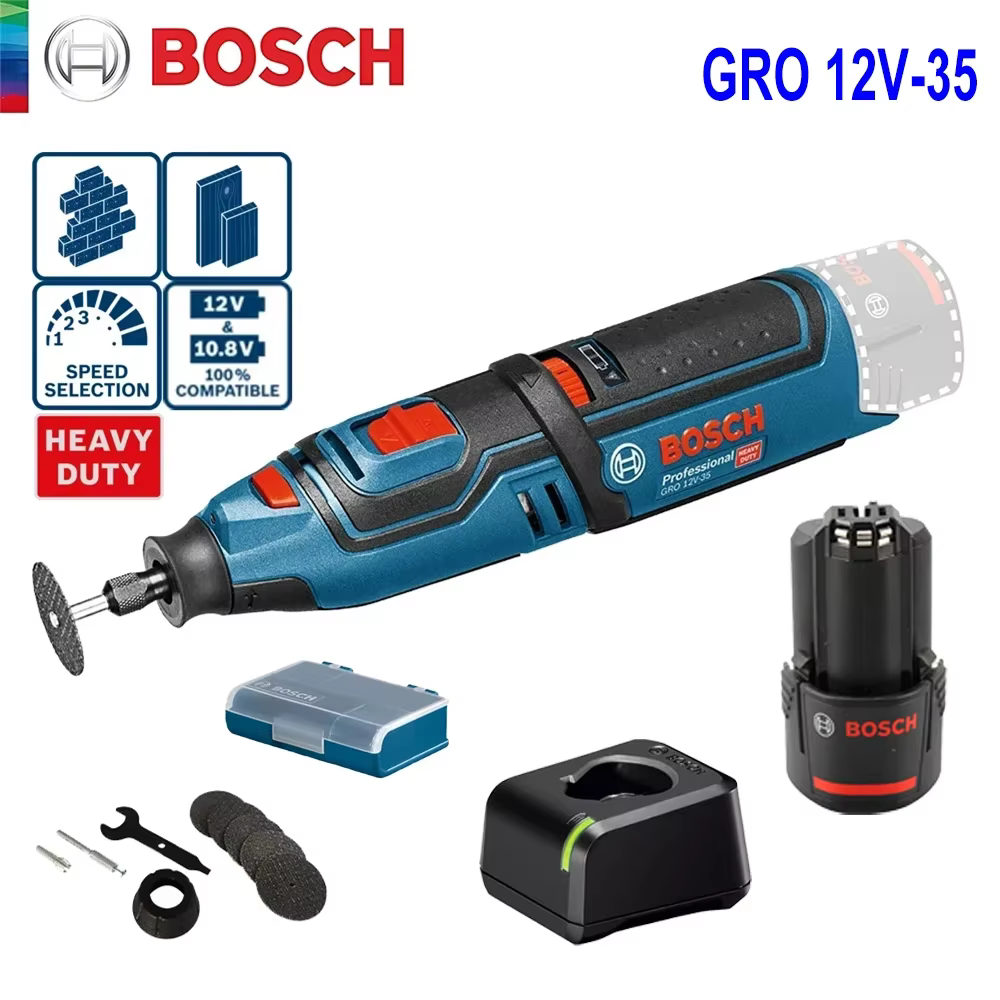 Meuleuse sans fil Bosch GRO 12V-35, outil rotatif électrique multifonction 12V pour gravure, ponçage, polissage, perçage, outils électriques