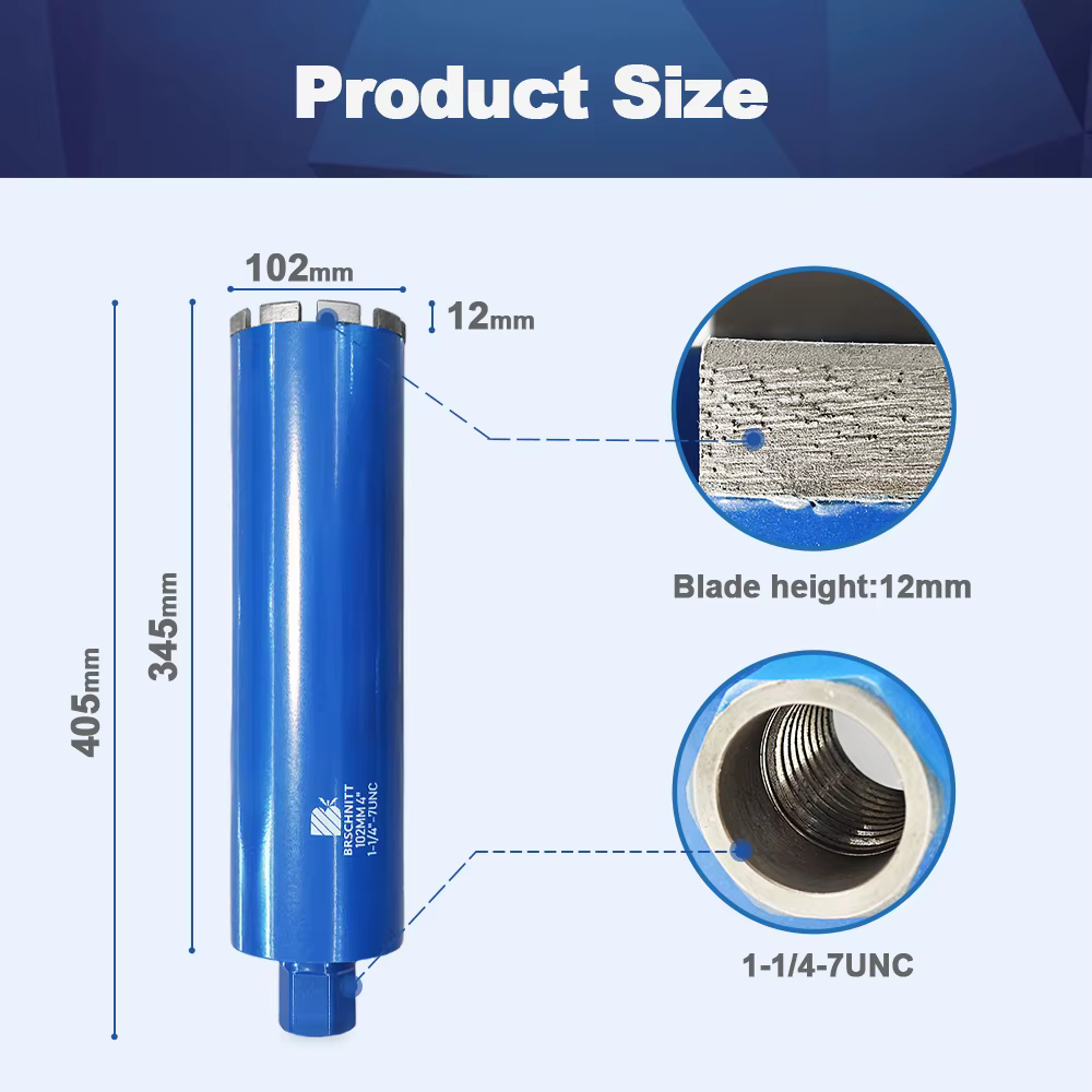 BRSCHNITT foret à eau d'ingénierie diamant 1 pièce Dia 25-127mm soudé au Laser pour murs de briques dures en béton renforcé