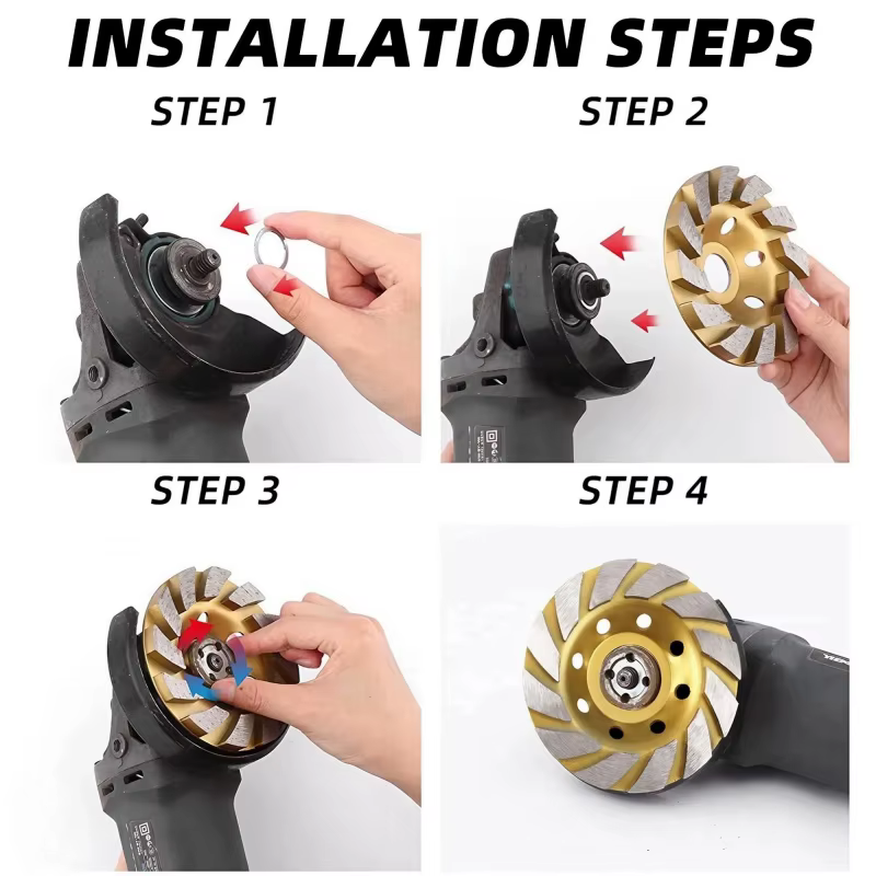 Disque de meulage diamanté 4 pouces HHS Turbo robuste pour béton