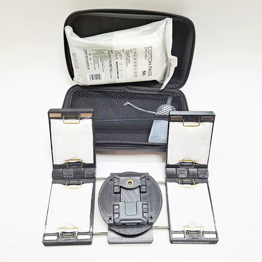 Poste de travail de nettoyage d'outils de couperet de fibres-stockage intégré et plate-forme