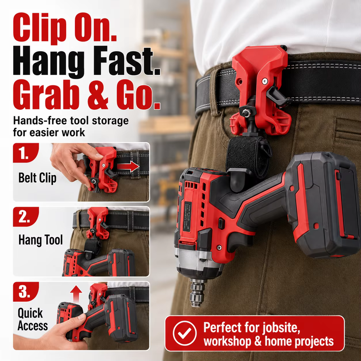 Clip de ceinture auto-serrant pour porte-outils