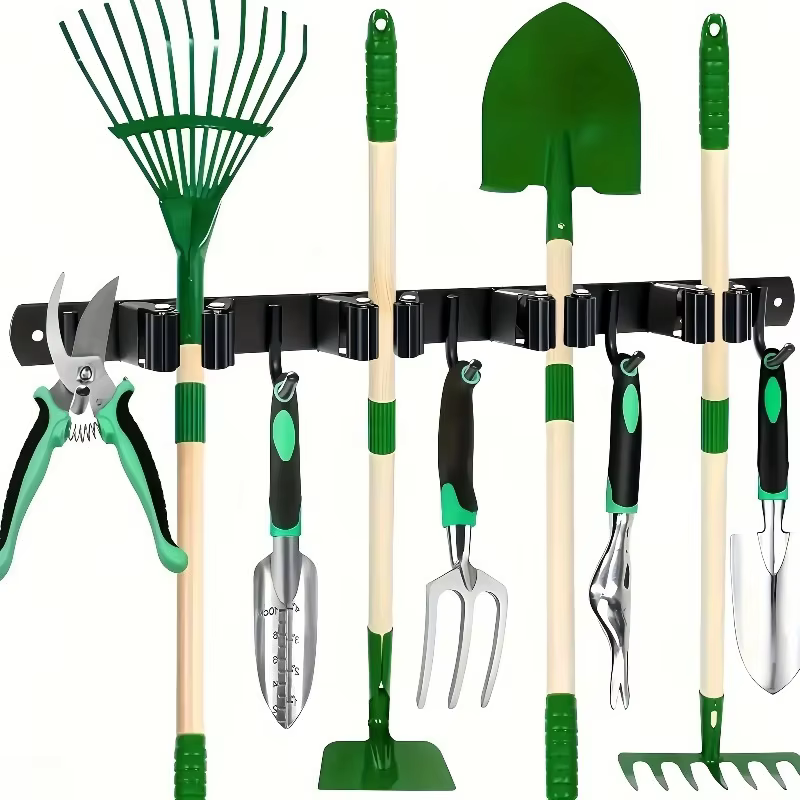 Support à outils mural robuste en métal avec 4 fentes et 5 crochets – Idéal