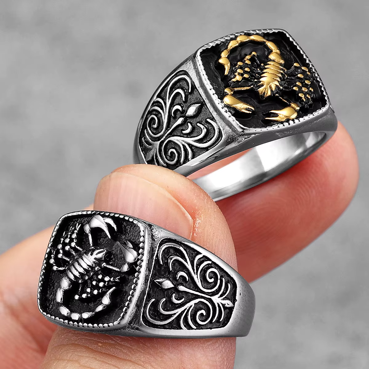 Scorpion-Bagues carrées en acier inoxydable pour hommes et femmes, Punk, Bijoux fantaisie, Cadeau créatif, Vente en gros, Dropshipping, Nouveau