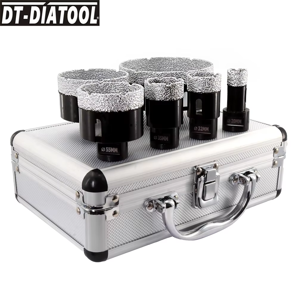 DIATOOL 6 pièces Dia 20-100mm diamant propositions Core Bit Case Set pour carreaux de porcelaine granit marbre trou