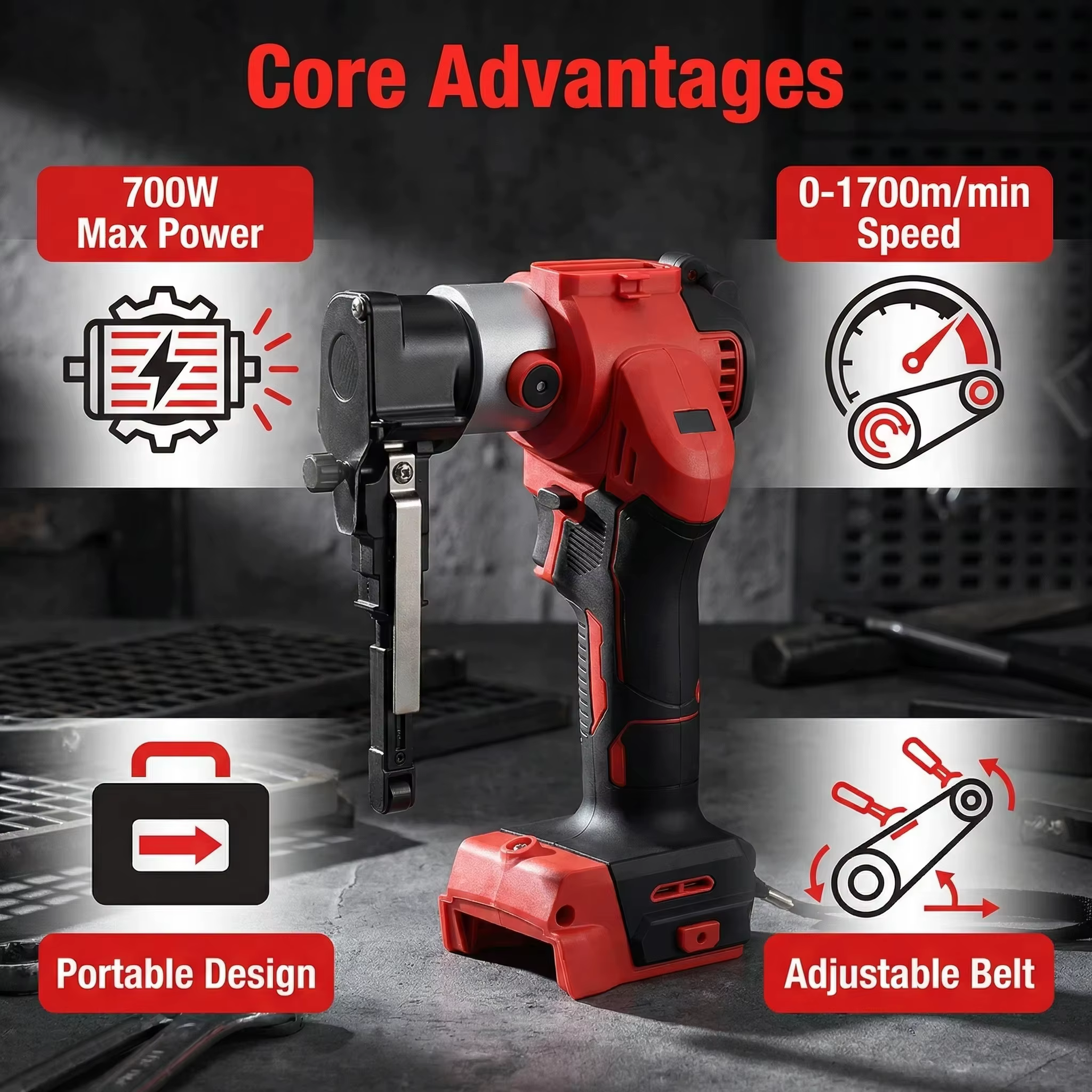 Ponceuse à bande électrique sans balais pour batterie Milwaukee 18V