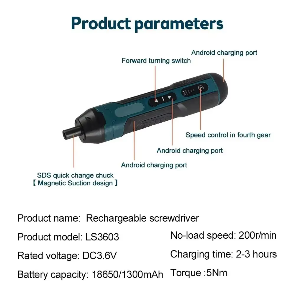 Kit de tournevis électrique sans fil Portable avec batterie au Lithium