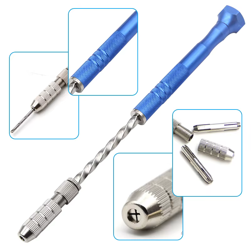 Perceuse hélicoïdale manuelle semi-automatique étendue bleue de 0.5 à 3mm