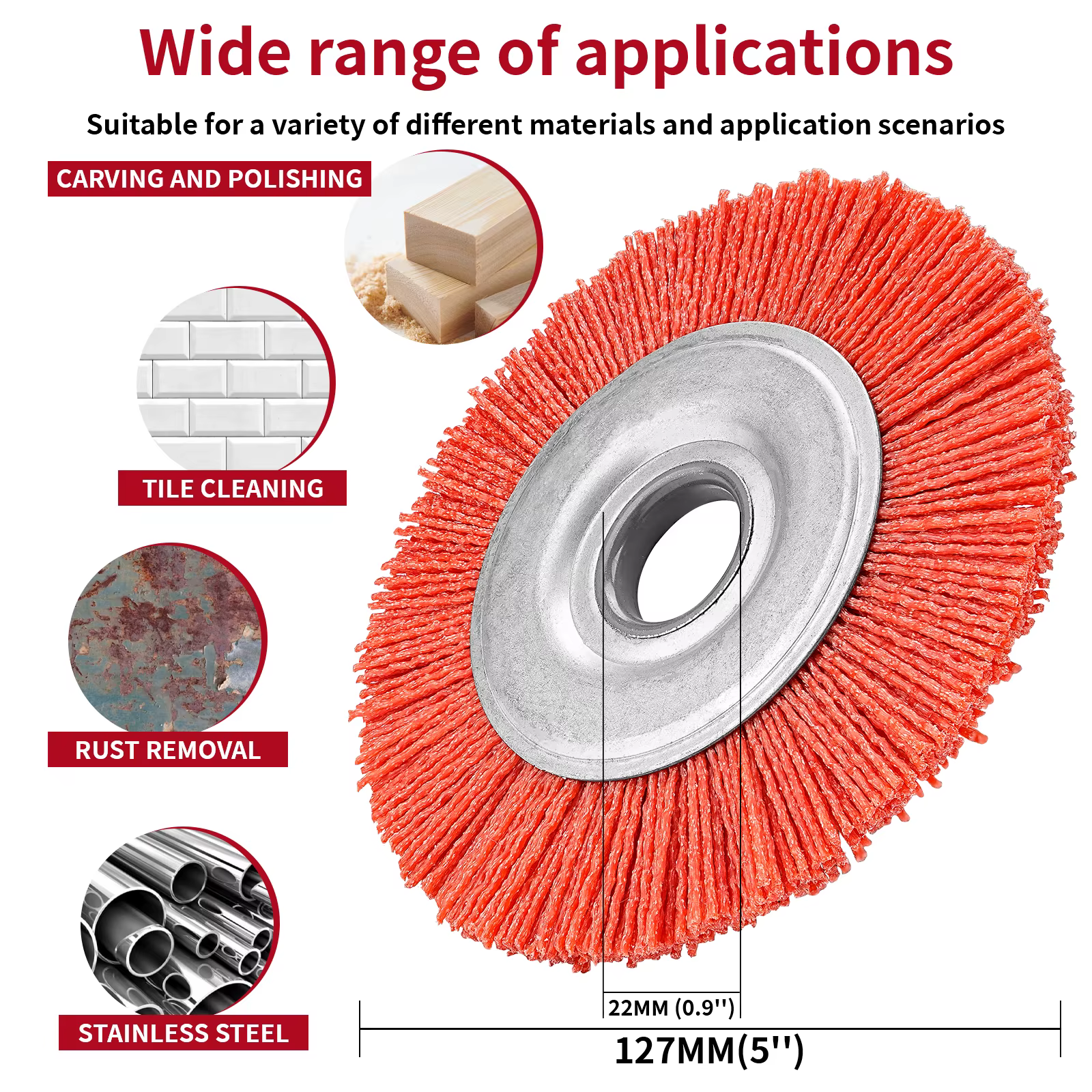 Brosse à roue en Nylon 100/125m